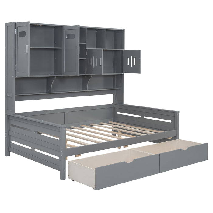 Daybed With All-In-One Cabinet And Shelf