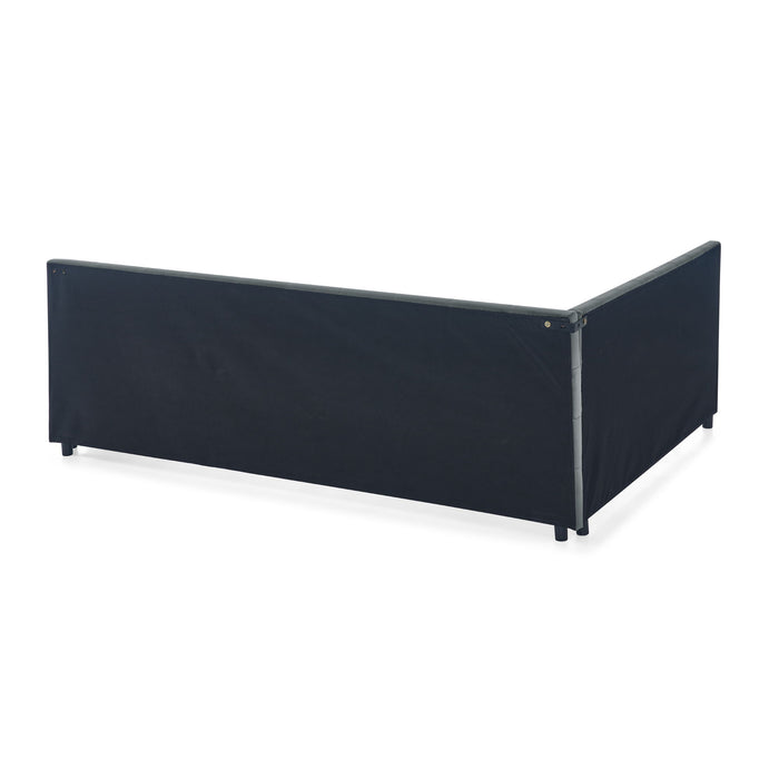 Mid-Century Storage Upholstered Tufted Bed Frame With Backrest And Armrests