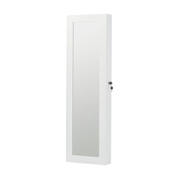 Jewelry Armoire Organizer With Full Length Mirror, Wall Mounted Lockable Cabinet With LED Light