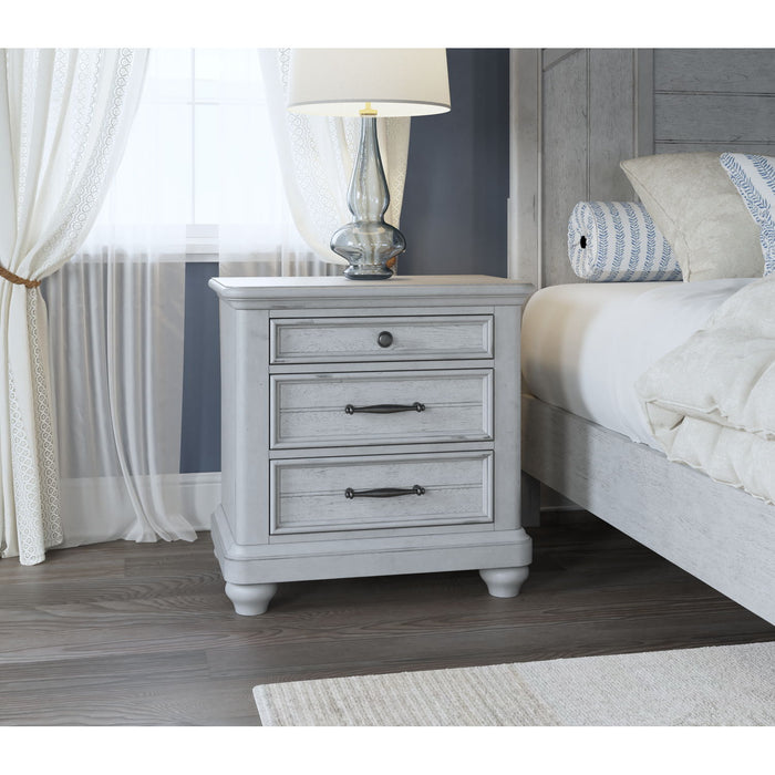 3 Drawer Nightstand With USB - Gray - Wood