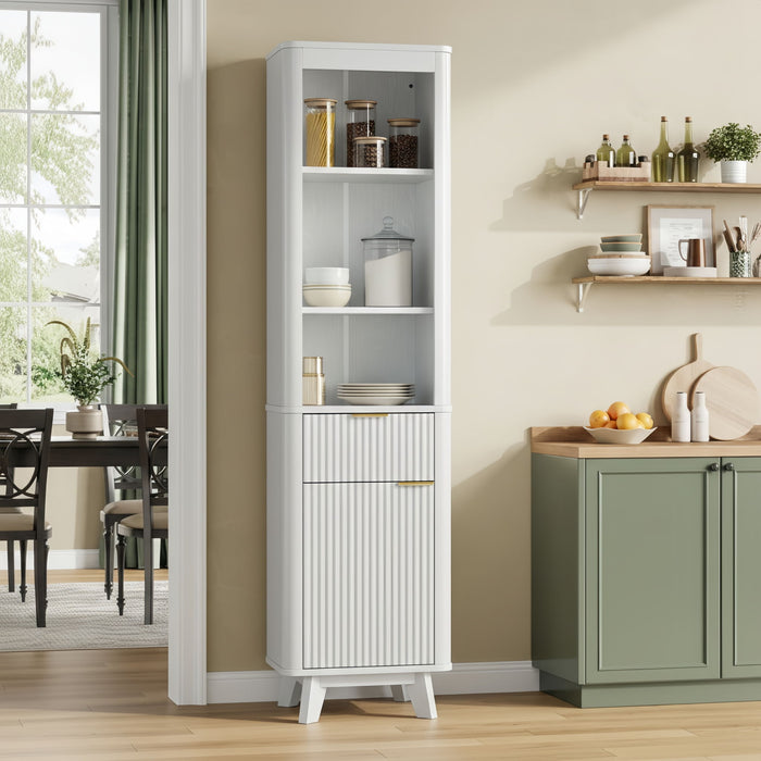 Tall Bathroom Storage Cabinet With Adjustable Shelves And 1 Drawer & Door
