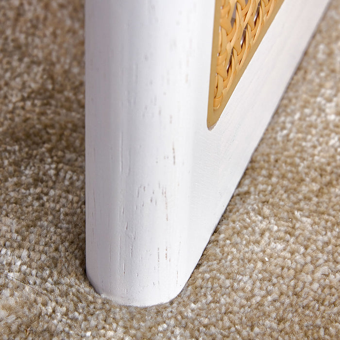 Chinese Style White Solid Wood And Imitation Rattan Coffee Table