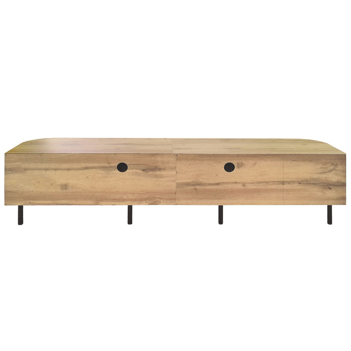 70" TV Stand With Doors, Construction For TVs Up To 80" - Natural Wood