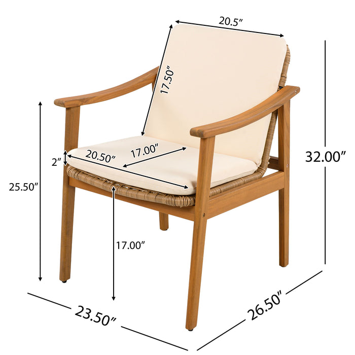 7 Piece Outdoor Patio Dining Set With & 6 Arm Chairs