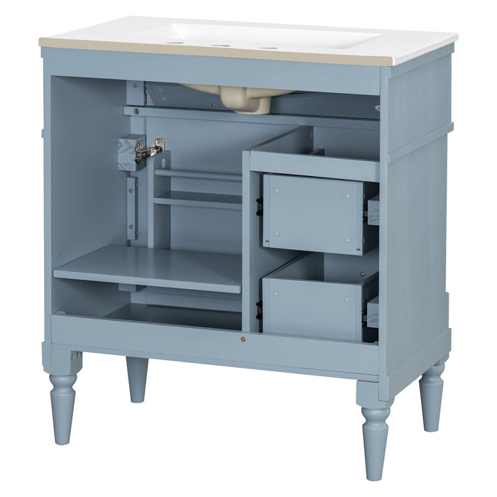 Modern Bathroom Vanity With Sink, Freestanding Cabinet With Flip Drawer & Adjustable Shelf