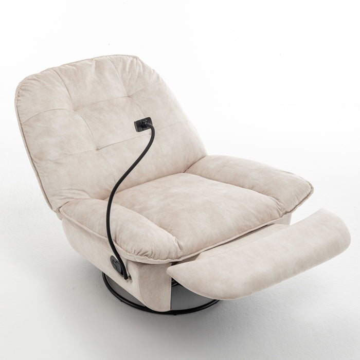 Modern Swivel Gliding Recliner Chair With Rocking Function And Phone Holder, Large Comfortable