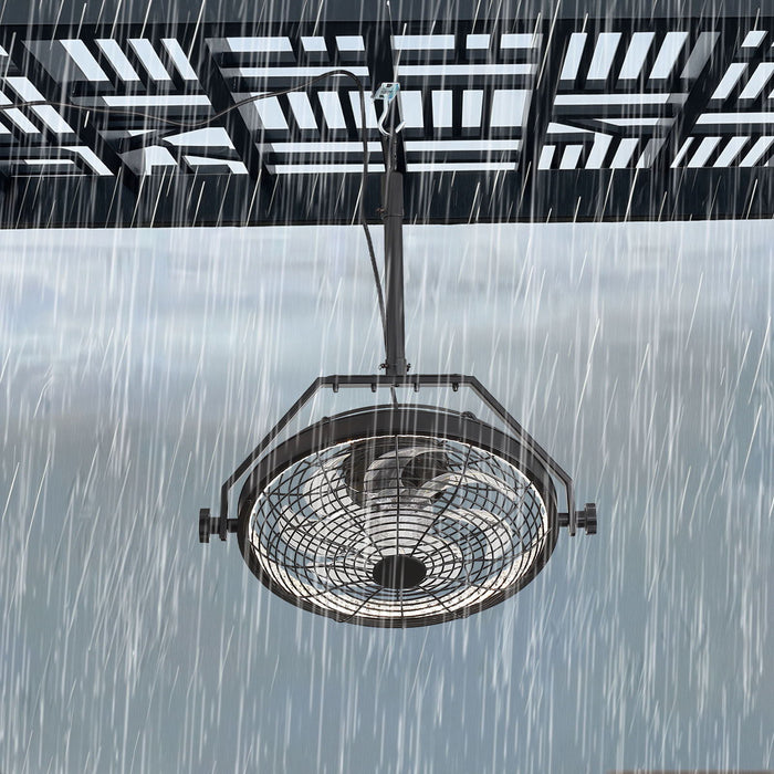 21" Outdoor Ceiling Fan With Dimmable LED Light, 7 Blades, Reversible DC Motor For Gazebos - Matte Black