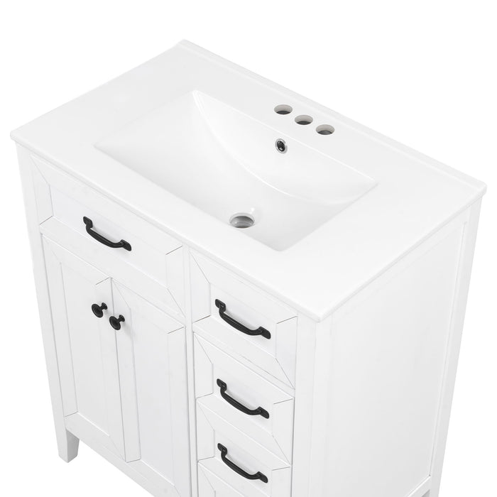 Bathroom Vanity With Sink, Freestanding Design, Soft Close Doors & Drawers - White