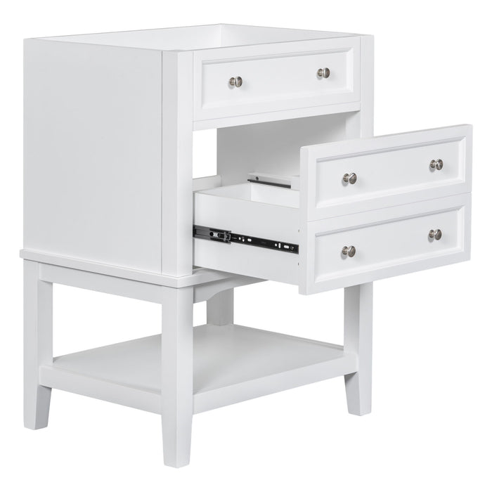 24" Bathroom Vanity Without Sink, Base Only, Storage Cabinet With Drawer And Open Shelf - White