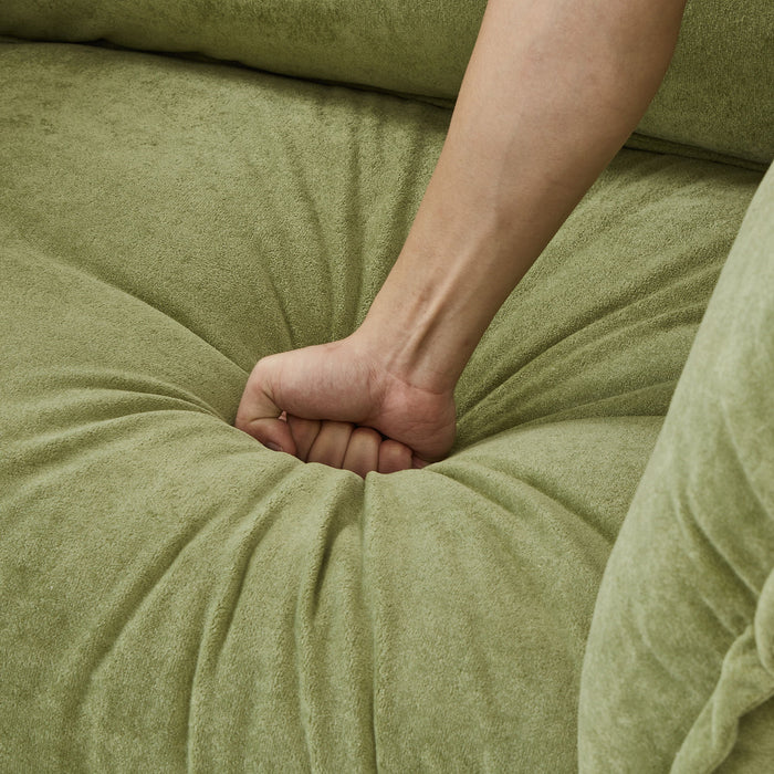 Modern Cozy Upholstered Armchair Sofa With Movable Ottoman