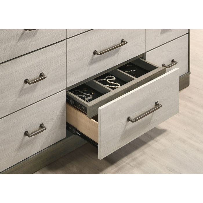 Edmondson - 9 Drawer Dresser With Hidden Jewelry Tray - Natural / Gray