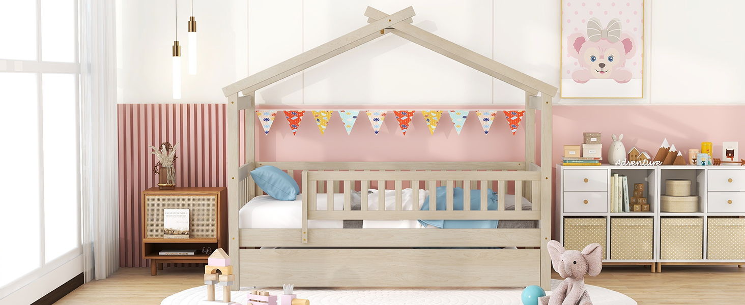 Creativity House Bed With Twin Size Trundle