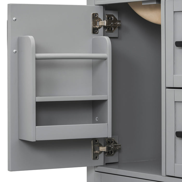 Bathroom Vanity With Sink, Soft Close Door, Double Layer Door Shelf And 3 Drawers - Gray