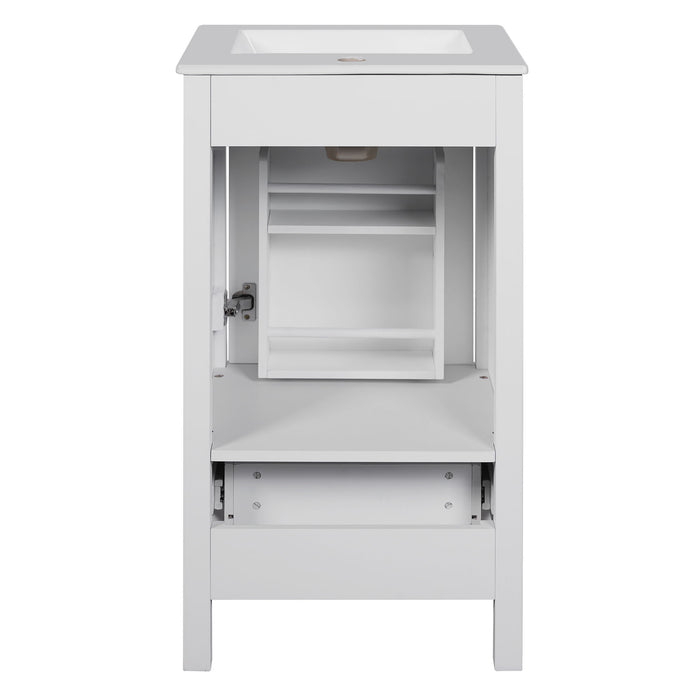 Bathroom Vanity With Ceramic Sink, Soft Close Drawers, Door Organizer, Divider Drawer, Adjustable Foot Pads