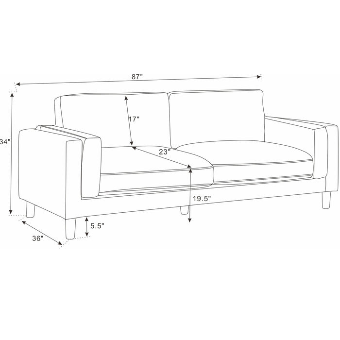 Upholstered Square Arm Sofa - Dark Green