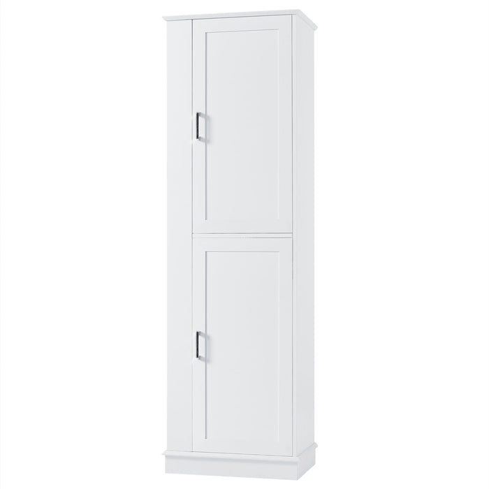 Tall Freestanding Bathroom Storage Cabinet With Adjustable Shelves And Side Hooks
