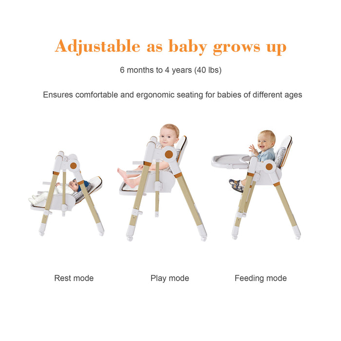 Convertible Baby High Chair To Rocker With 5 Point Harness