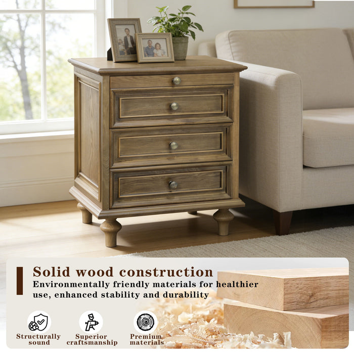 Nightstands With 4 Drawer, Storage End Table With Hidden Pull Out Shelf
