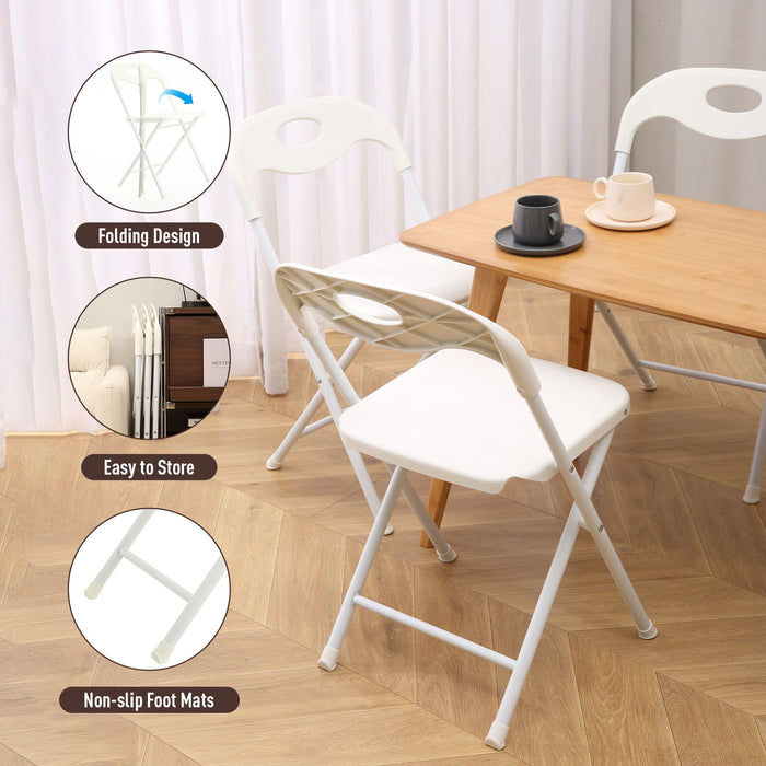Folding Chairs, Stackable & Waterproof (Set of 4) - White