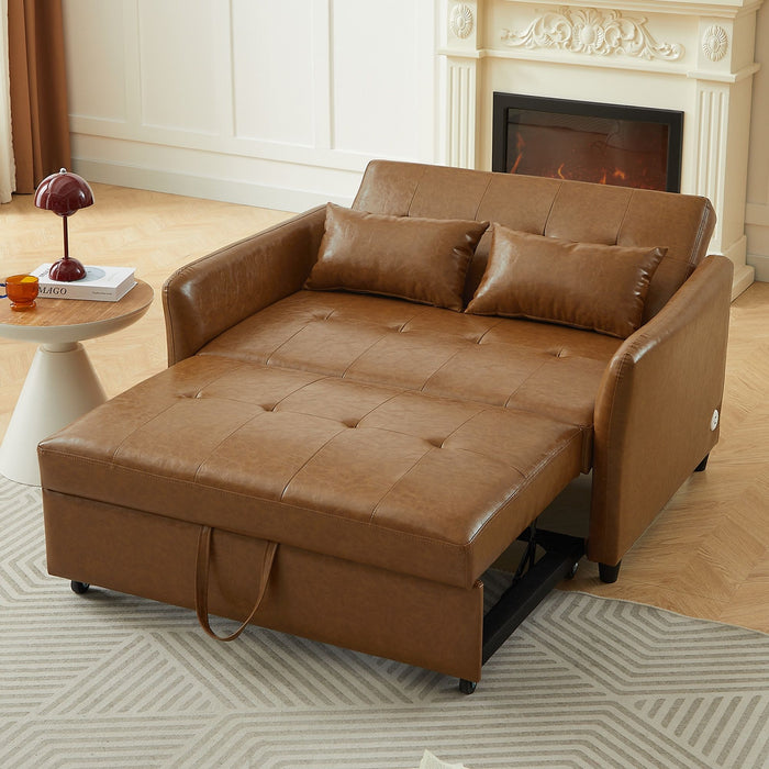 Convertible Sleeper Sofa Bed With 3 USB Ports