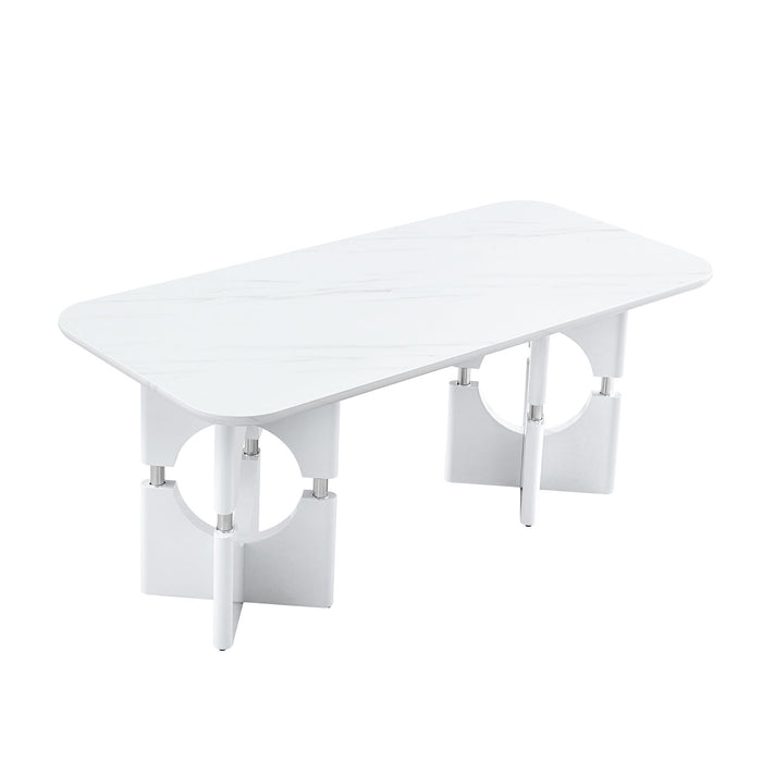 Modern Dining Table With Sleek Hollow-Out Frame And Accents