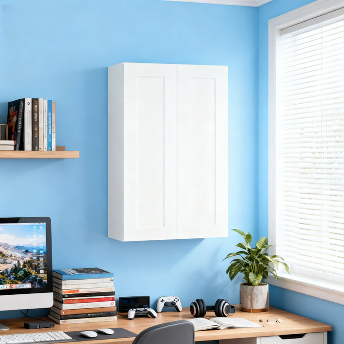Shaker Wall Cabinet With Soft Close Hinges, Adjustable Shelves, Double Door