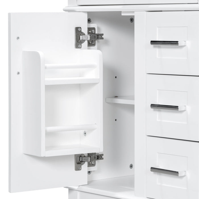 Modern Bathroom Vanity With Sink, Flip Drawer & 3 Drawers, Soft Close Hinges, Adjustable Shelf