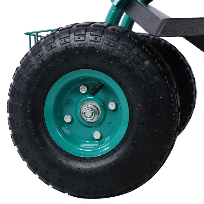 Rolling Garden Scooter Cart Seat With Wheels, 360 Swivel Seat, Tool Tray