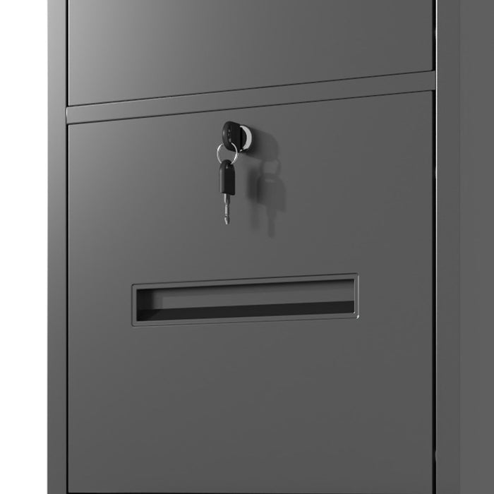 Modern 4 Drawer Metal Vertical Filing Cabinets With Lock For Home Office, Steel Construction, Letter / Legal / A4 / F4 Size - Brushed Nickel