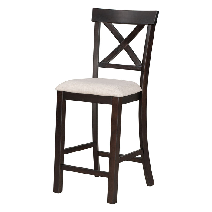 Counter Height Dining Set With Shelf, 4 Chairs And Bench