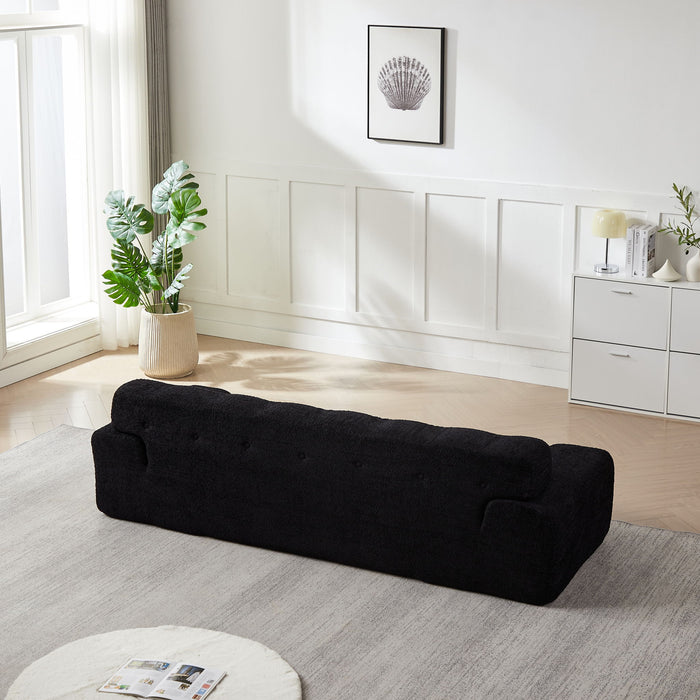Cloud Series Minimalist Button Tufted Square Arm 3 Seater Sofa