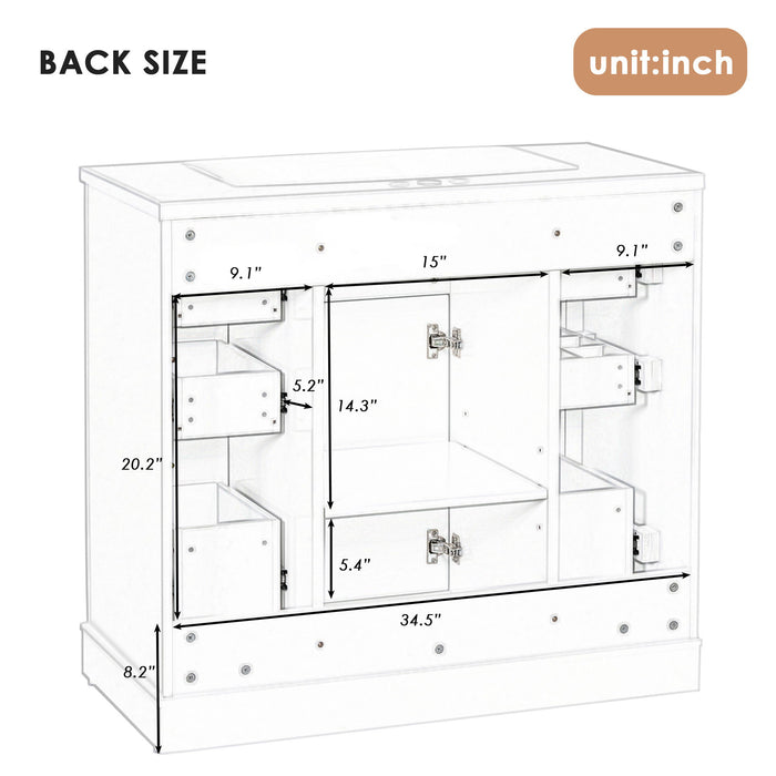 Modern Bathroom Vanity Base Only With 1 Cabinet And 6 Drawers