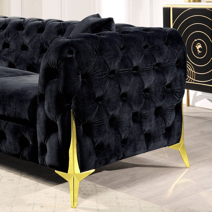 Loveseat With Diamond Button Tufting, Matching Throw Pillows