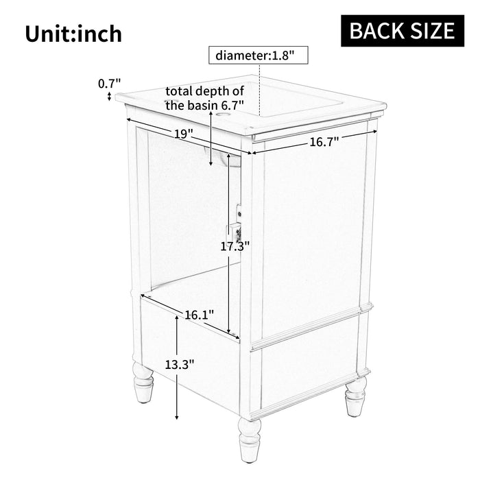 20" Bathroom Vanity With Sink Cabinet With 2 Doors, 2 Drawer, Magnetic Door Stopper, Adjustable Feet, Drop In Sink - Black