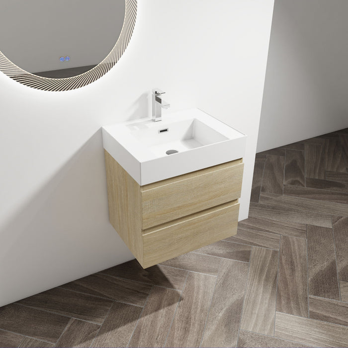 Wall Mounted Bathroom Vanity And Sink, 2 Soft Close Drawers