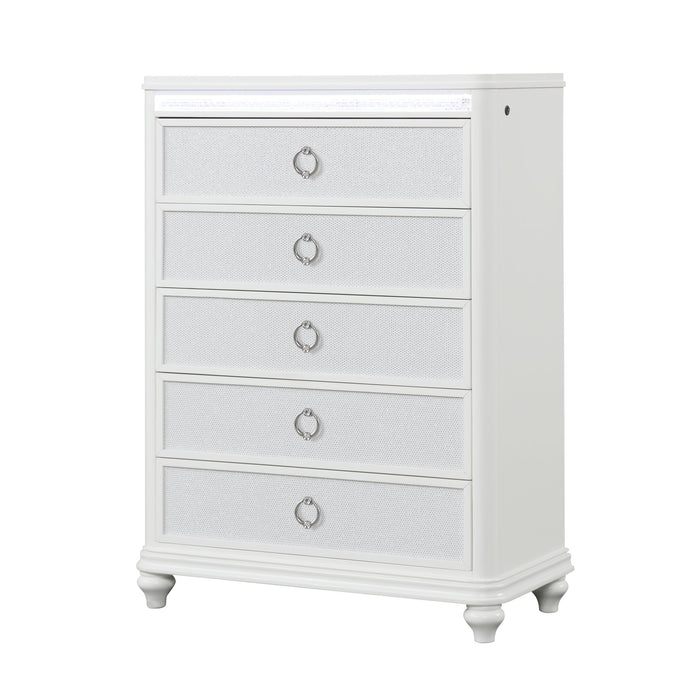 Abigale - 5 Drawer Chest With LED Lighting - White