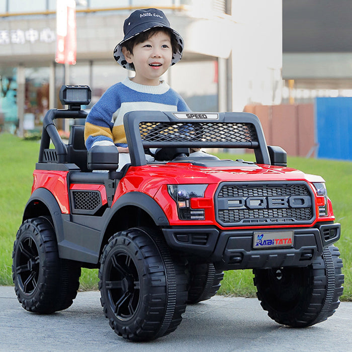 Kids Electric Ride On Car With Remote Control, LEd Lights, Music Player, Swing Function, 4 Wheel Shock Absorption - Red