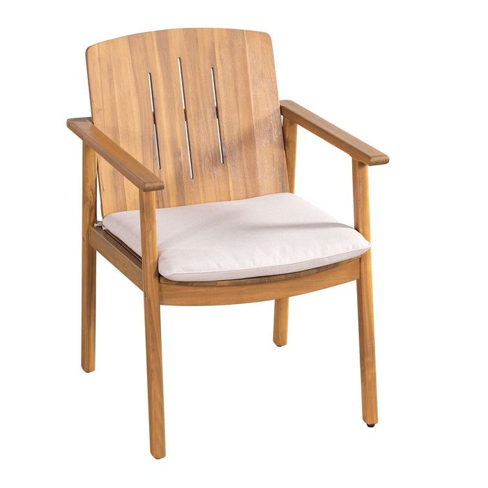 Outdoor Dining Chairs (Set of 2) - Beige / Teak