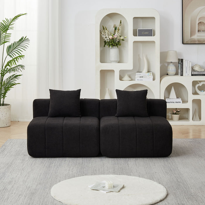 Modular Sectional Sofa With 2 Pillows, Symmetrical Design