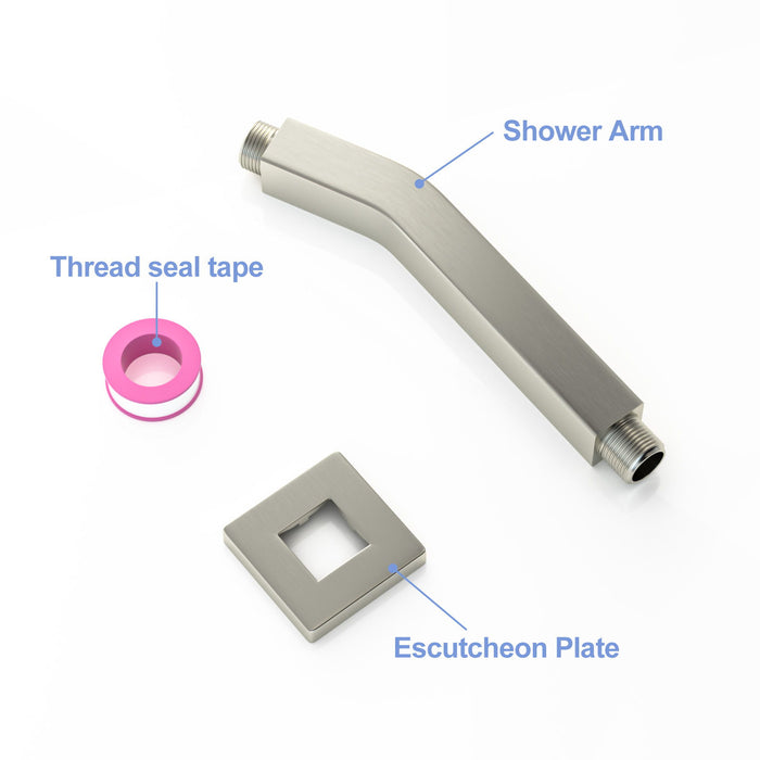Elegant 6" Shower Arm With Flange, Stainless Steel Construction For Rain Shower Heads