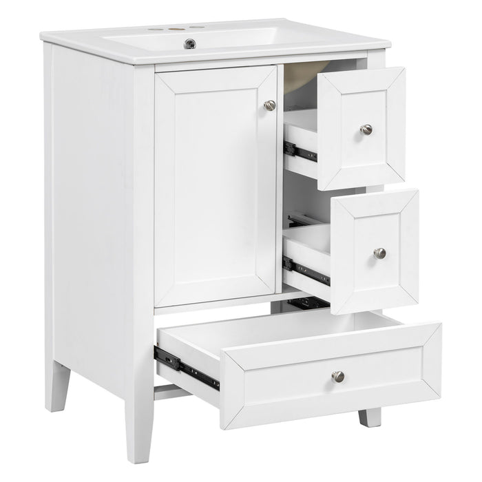 Modern Bathroom Vanity With Sink, Freestanding Cabinet With Drawers And Shelves