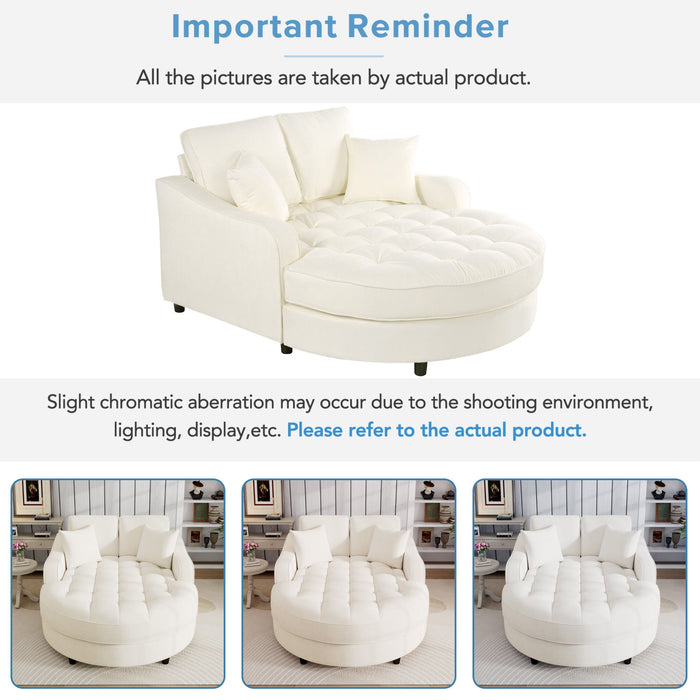 Modern Chaise Lounge Upholstered Sofa Couch With Tufted Seat And Detachable Pillows For Living Room