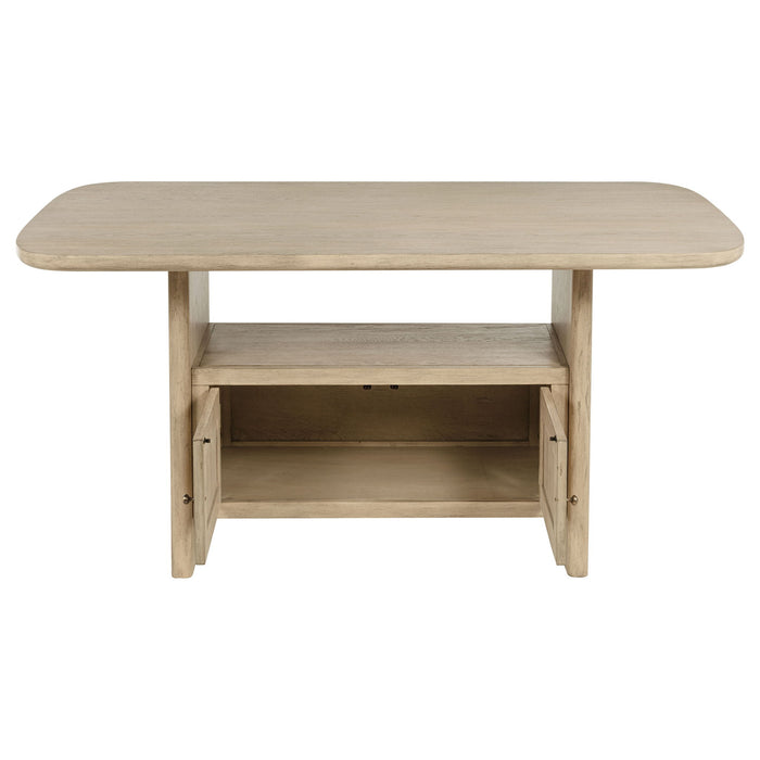 Kimpton - Counter Height Dining Table With Storage Cabinet And Shelves - Beige
