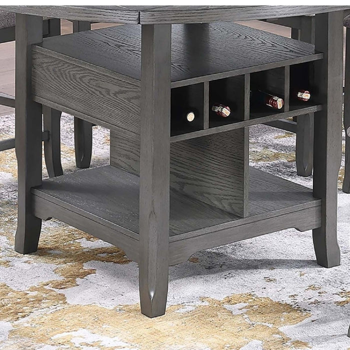 Counter Height Dining Table With Built In Lazy Susan And Storage Shelves