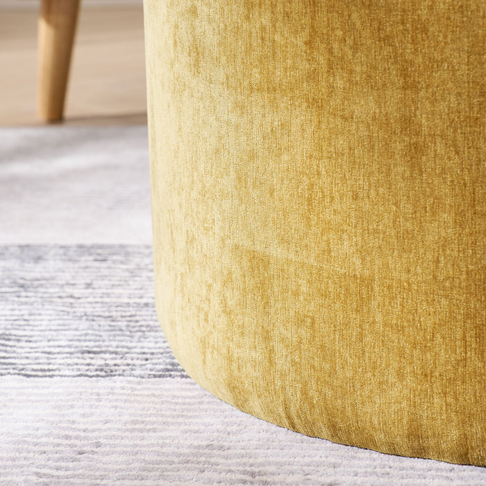 Classic 2 Piece Round Storage Ottoman Set With Drum Shaped Stool