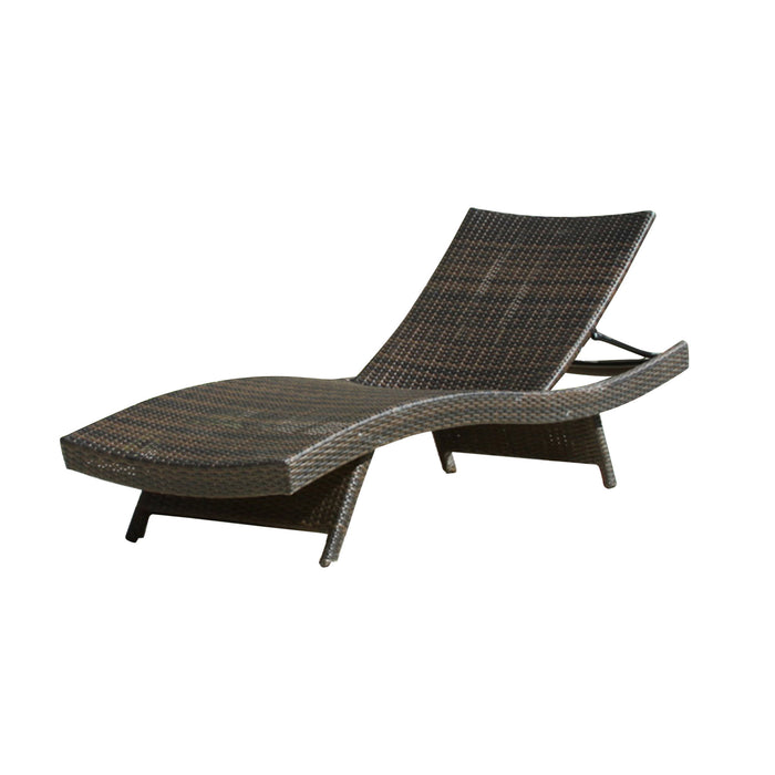 Salem - Wicker Chaise Lounge Adjustable Rattan Outdoor Chair Set - Brown Multi