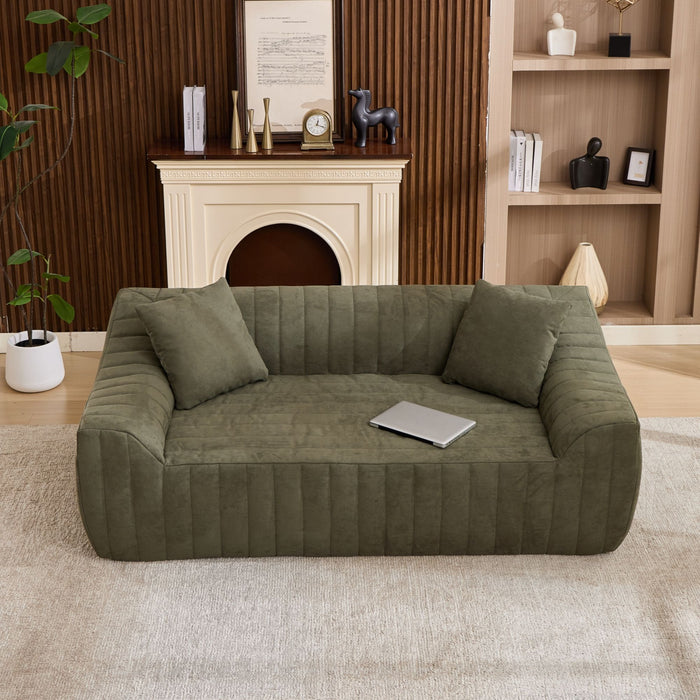 Oversized 2 Seater Loveseat With 2 Decor Throw Pillows, Deep Seat Sofa For Living Rooms