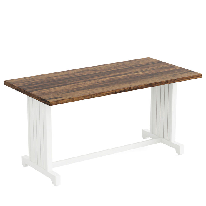 3 Piece Dining Table Set For 2 - 4, With Space Saving Benches - Brown / White