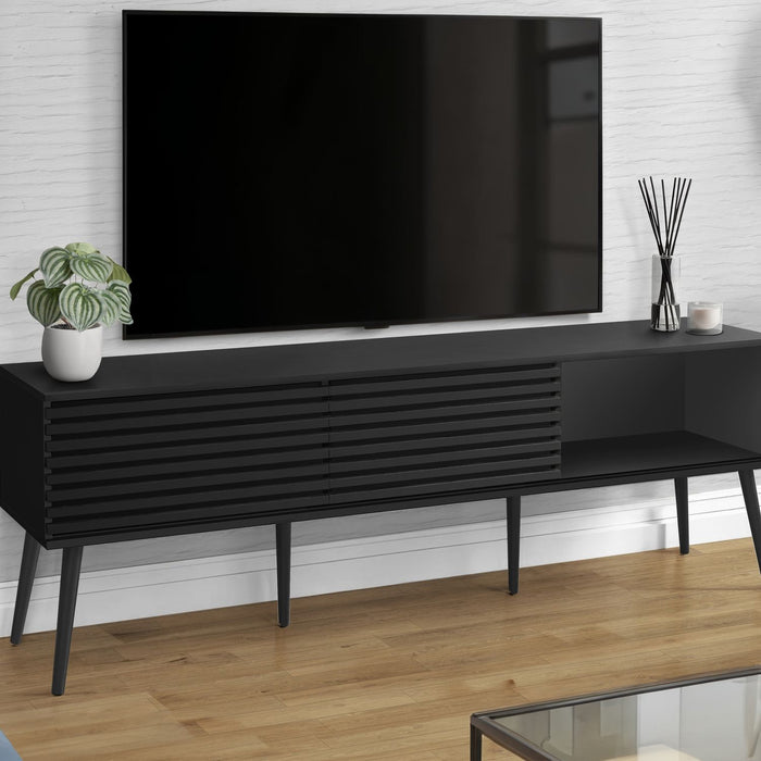 TV Stand, Media Entertainment Center, Storage Cabinet, Console, Storage Shelves, Bedroom, Living Room, Contemporary, Modern - Black