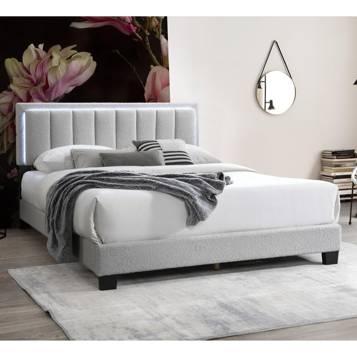 Bed With Channel Tufting And Built In LED Headboard